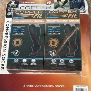 Copper Fit Energy Compression Socks - 2 Pack unisex- m-6-9. W-7-10